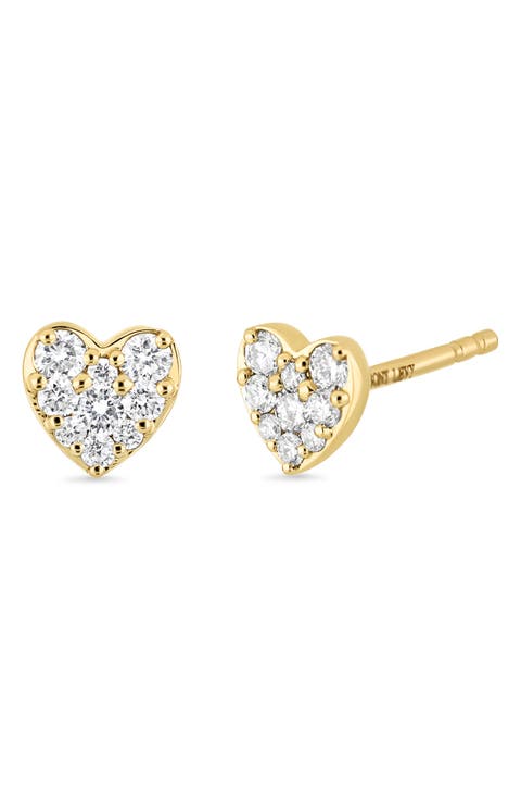 Mika 18k Gold Diamond Heart Stud Earrings