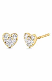 Mika 18k Gold Diamond Heart Stud Earrings