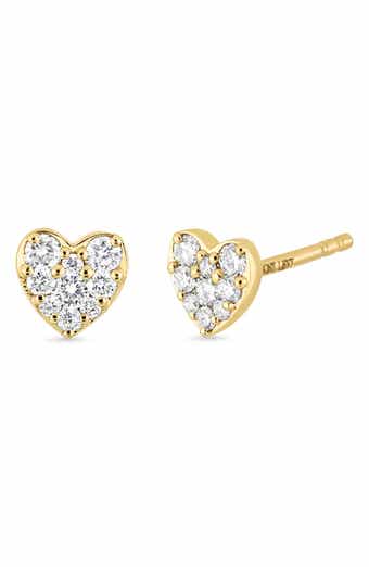 Mika 18k Gold Diamond Heart Stud Earrings