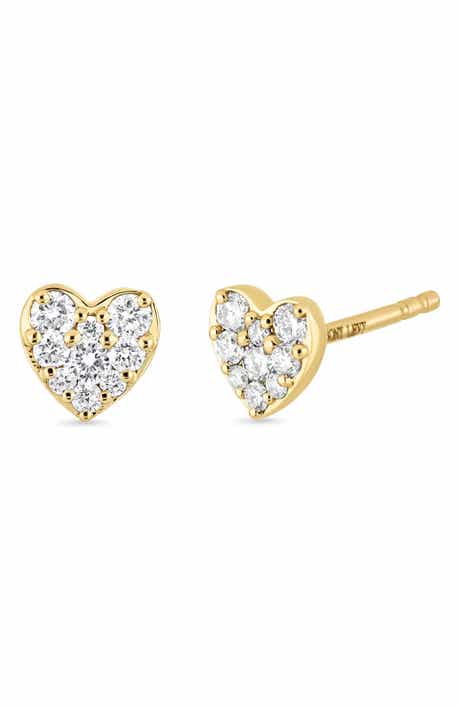Mika 18k Gold Diamond Heart Stud Earrings