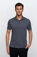 24sevenMen Wrinkle Resistant 3 Button Polka Dot Polo Shirt