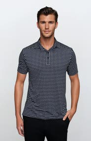 24sevenMen Wrinkle Resistant 3 Button Polka Dot Polo Shirt