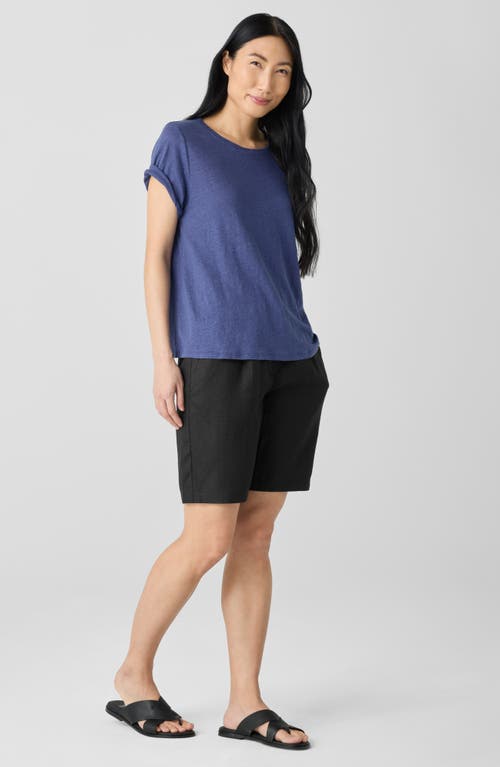 Eileen Fisher Organic Linen Crewneck T-shirt In Bluette