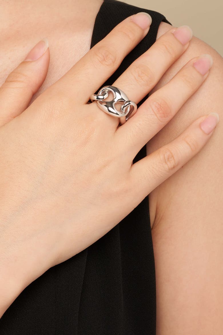 Sterling Silver Chunky Mariner Chain Ring, Alternate, color, Sterling Silver