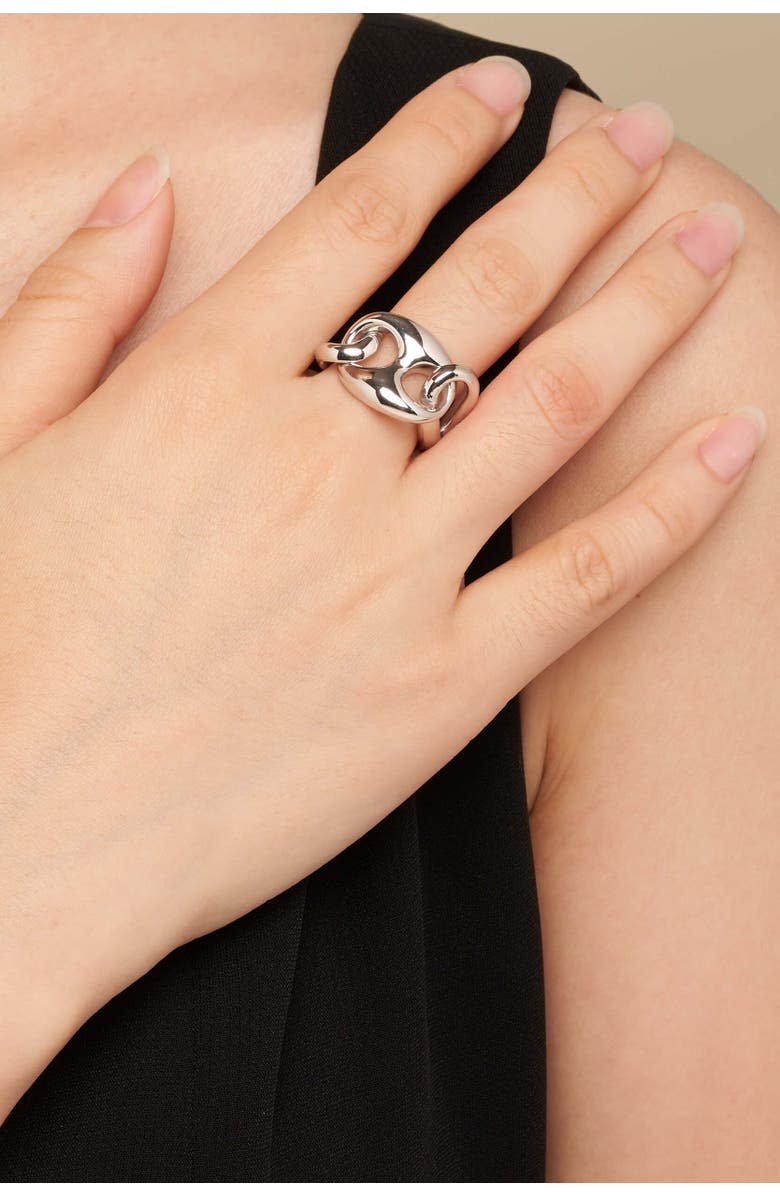 Oradina Sterling Silver Chunky Mariner Chain Ring, Alternate, color, Sterling Silver