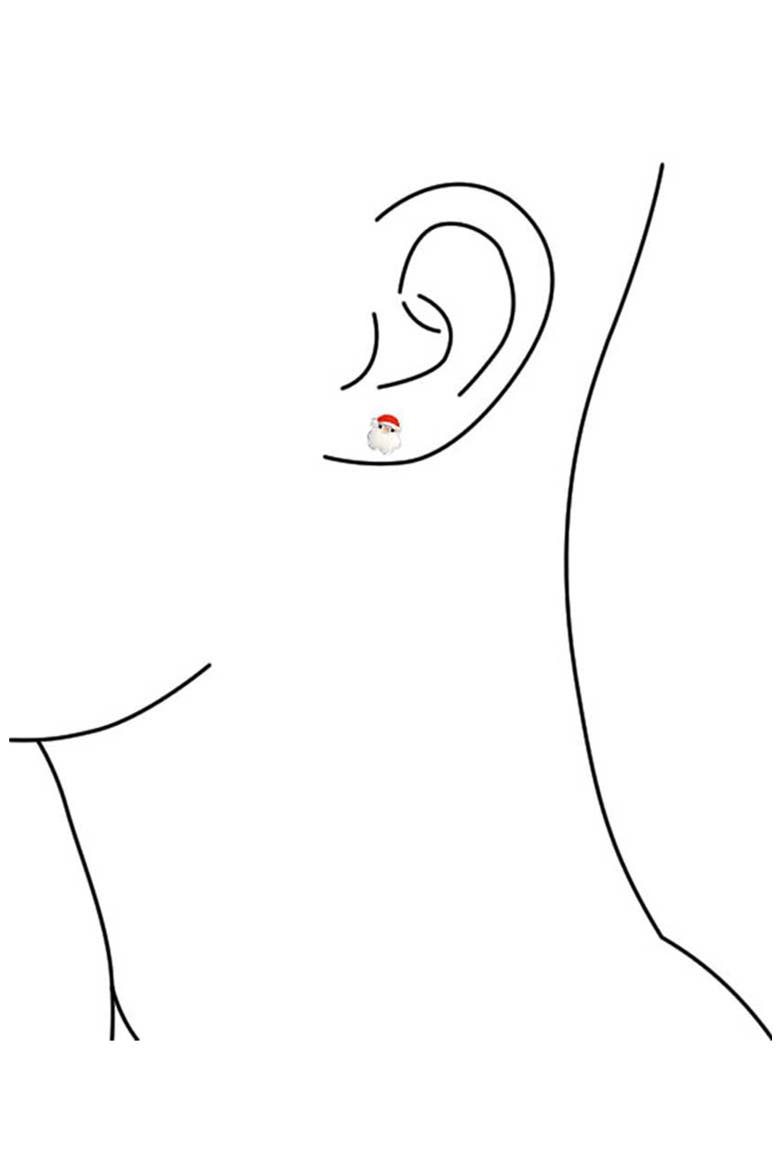 Santa Enamel Stud Earrings, Alternate, color, WHITE