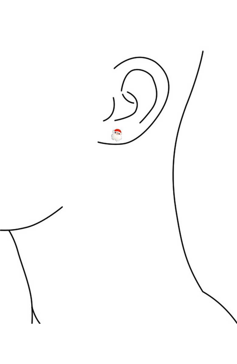 BLING JEWELRY Santa Enamel Stud Earrings, Alternate, color, White