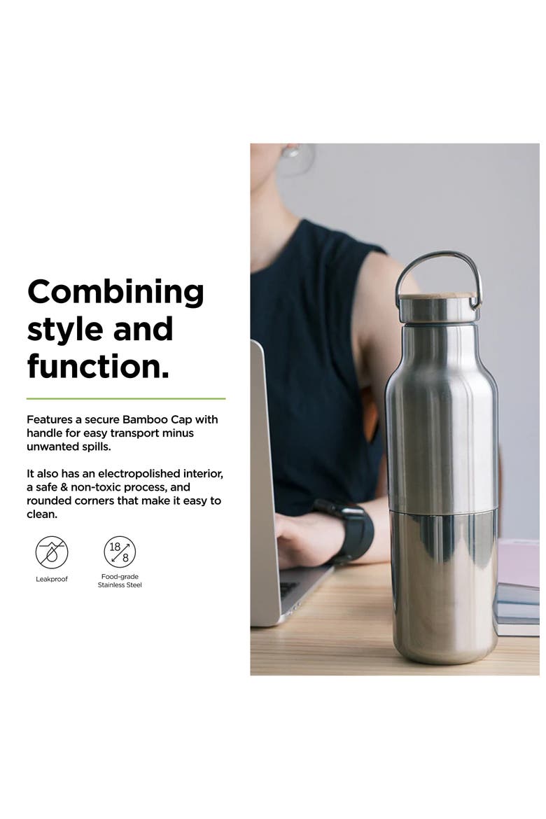 20oz Classic Insulated Water Bottle - Reflect with wooden Cap, Alternate, color, Silver