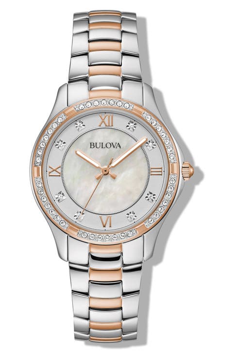 Classic Mother of Pearl Dial Two-Tone Bracelet Watch, 33mm