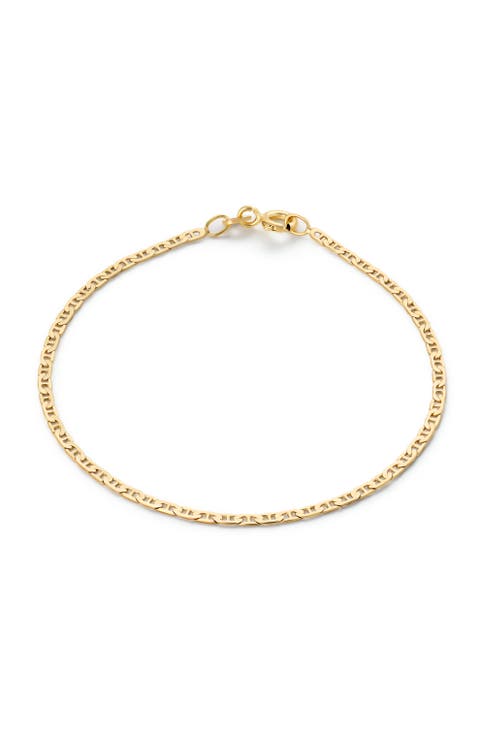 Solid Yellow Gold - Flat Mariner Chain Bracelet