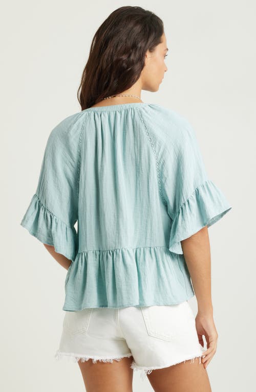 Treasure & Bond Ruffle Peplum Top In Teal Tide
