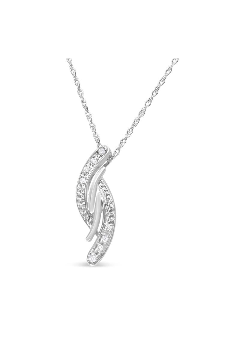 Silver Diamond Accent Bypass Curve 18" Pendant Necklace, Main, color, White
