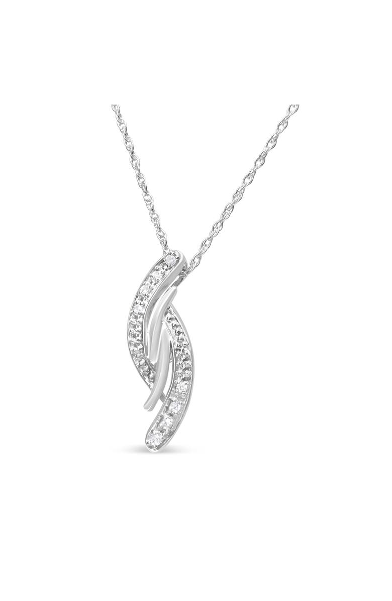 Haus of Brilliance Silver Diamond Accent Bypass Curve 18" Pendant Necklace, Main, color, White
