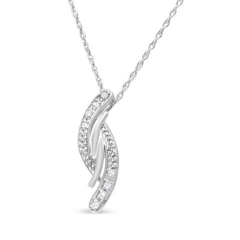 Silver Diamond Accent Bypass Curve 18" Pendant Necklace
