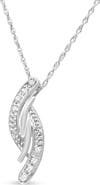 Haus of Brilliance Silver Diamond Accent Bypass Curve 18" Pendant Necklace