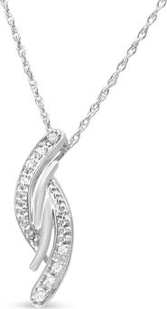 Haus of Brilliance Silver Diamond Accent Bypass Curve 18" Pendant Necklace