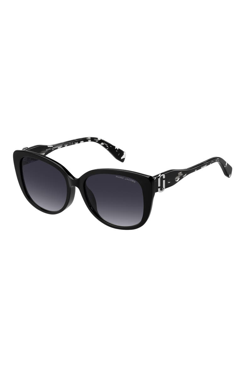 57mm Gradient Cat Eye Sunglasses, Alternate, color, BLACK/ SILVER