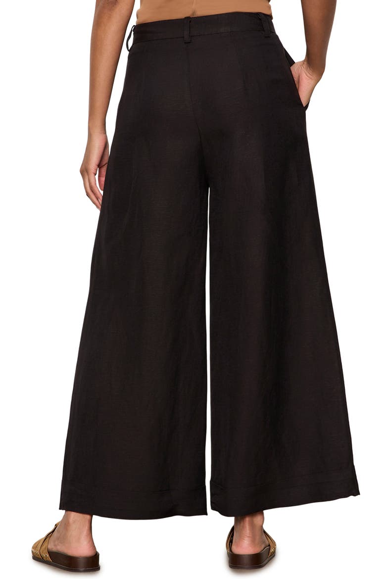 Terrace Linen Blend Wide Leg Pants, Alternate, color, BLACK