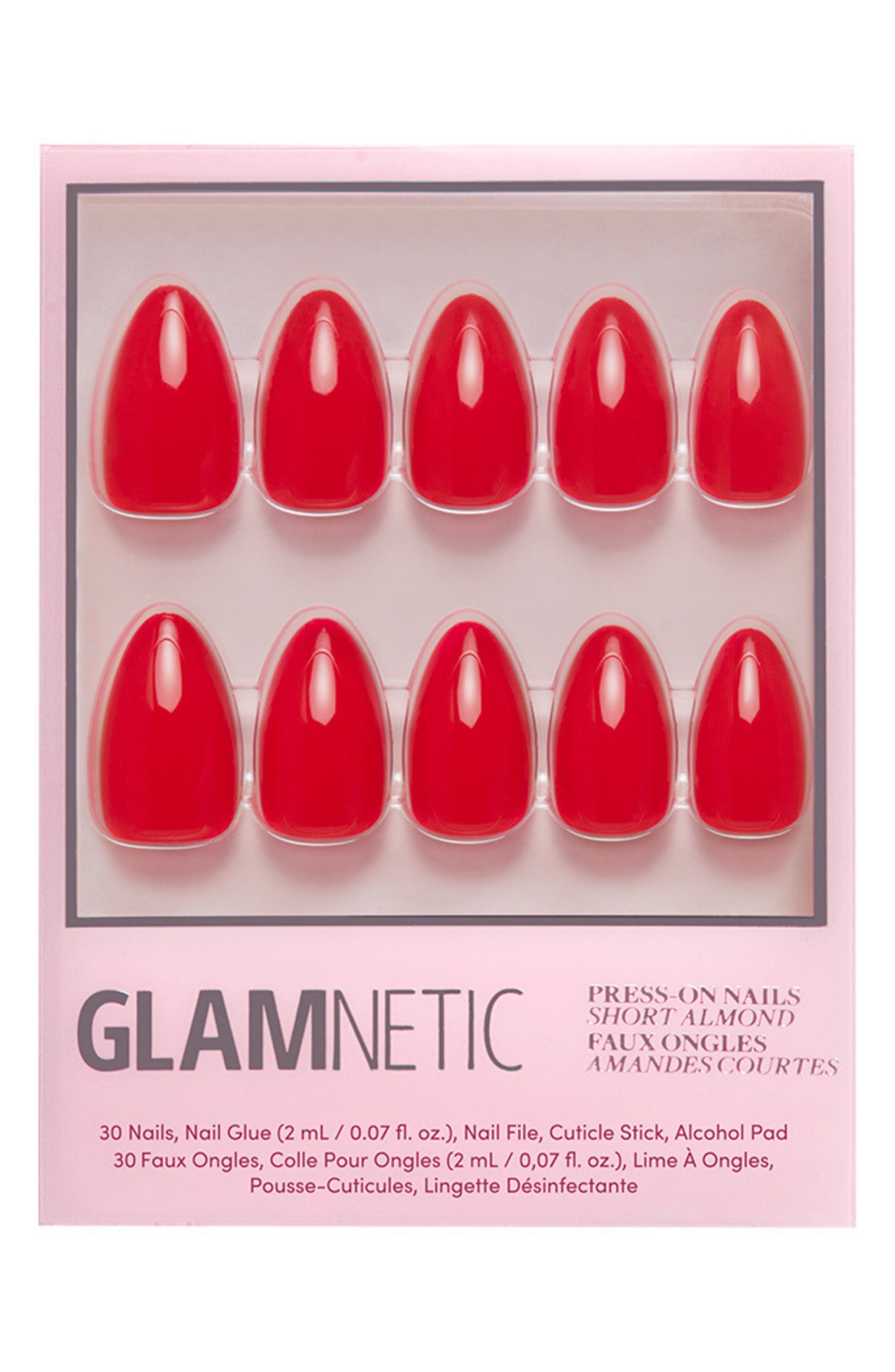 GLAMNETIC Press-On Nails Set in Fiery Red 