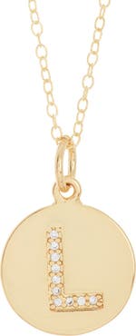 Adornia Water Resistant Cubic Zirconia Initial Disc Pendant Necklace