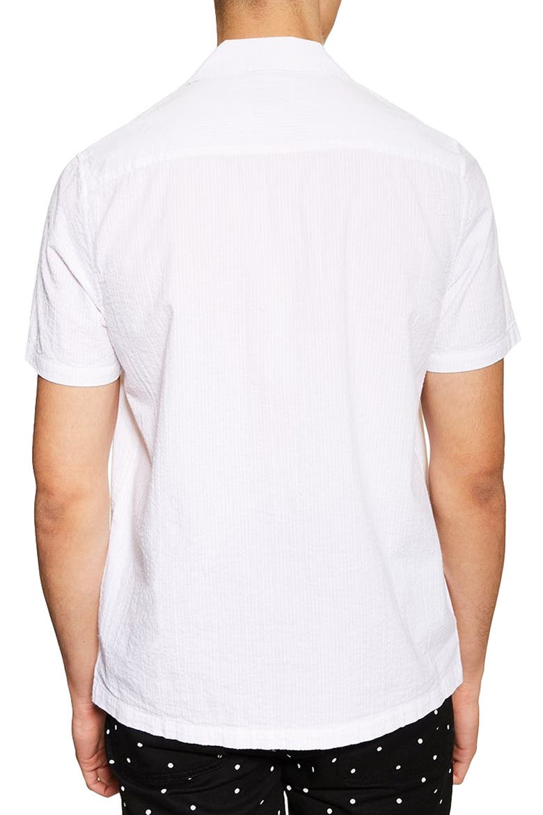 Revere Slim Fit Seersucker Shirt, Alternate, color, WHITE
