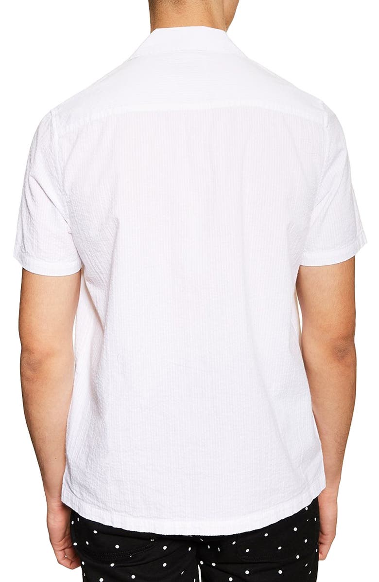 Topman Revere Slim Fit Seersucker Shirt, Alternate, color,