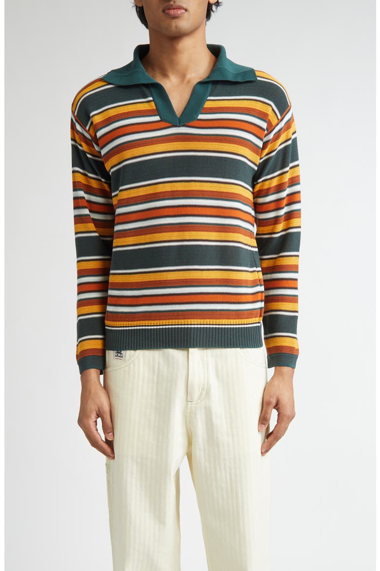 Boxy Parakeet Stripe Long Sleeve Polo, Main, color, MULTICOLOR
