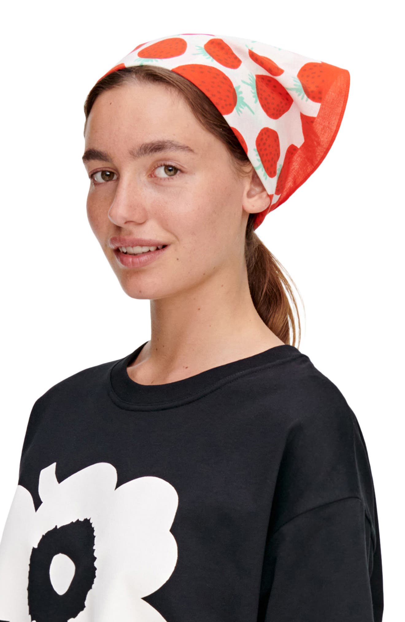 Marimekko Mansikka Strawberry Logo Print Scarf (Women) | Nordstrom