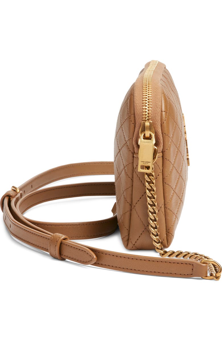 Saint Laurent Gaby Quilted Leather Crossbody Pouch, Alternate, color, Dark Cork
