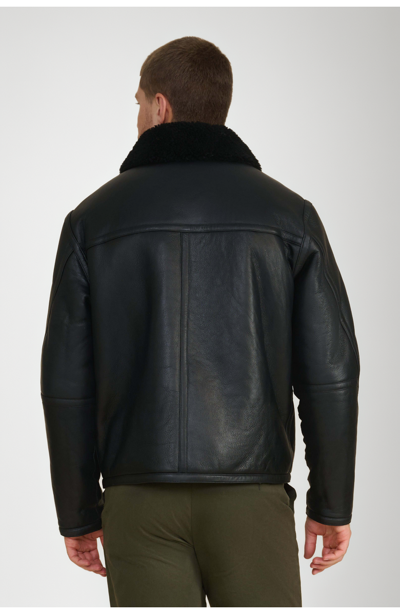 Furniq UK Christopher Shearling Jacket, Alternate, color, Black