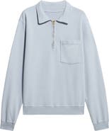 Fortela Yalep Brushed Jersey Quarter Zip Collared Sweatshirt