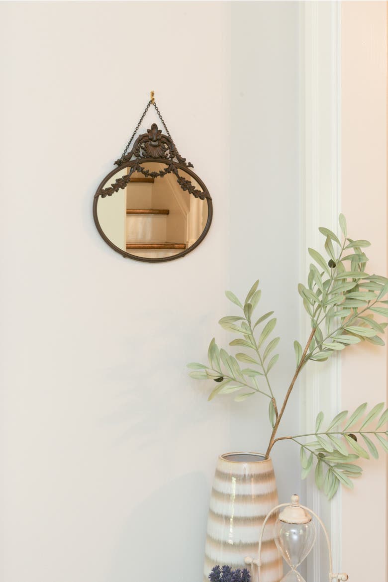 Pewter Framed Wall Mirror with Decorative Chain and Antique Finish, Bronze, Alternate, color, Bronze