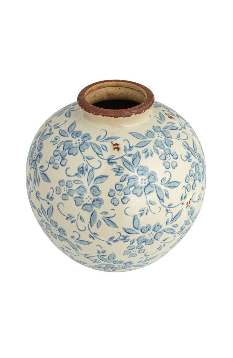 Storied Home Vase with Transferware Pattern, Main, color, White