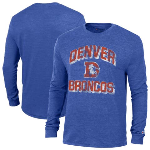 Men's Champion Heather Royal Denver Broncos Ultimate Tri-Blend Long Sleeve T-Shirt