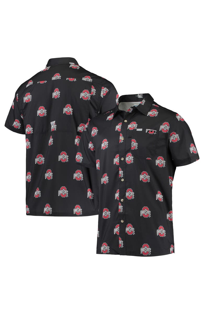 Columbia Men's Columbia Black Ohio State Buckeyes Super Slack Tide Omni-Shade Button-Up Shirt, Main, color, Black