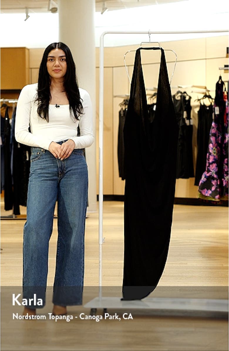 Cowl Neck Asymmetric Hem Stretch Dress, sales video thumbnail