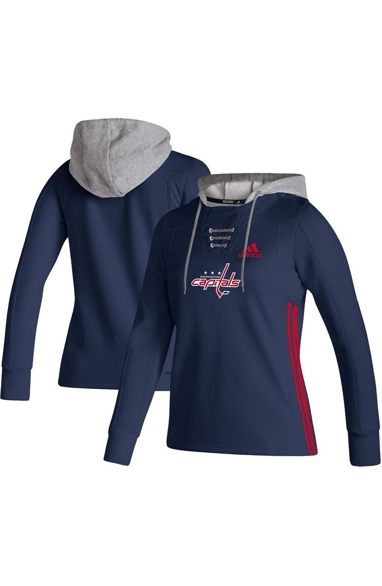 adidas Women's adidas Navy Washington Capitals Skate Lace AEROREADY Pullover Hoodie, Main, color, 