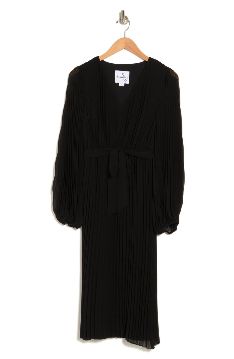 Sam Edelman Long Sleeve Plissé Dress, Alternate, color, 