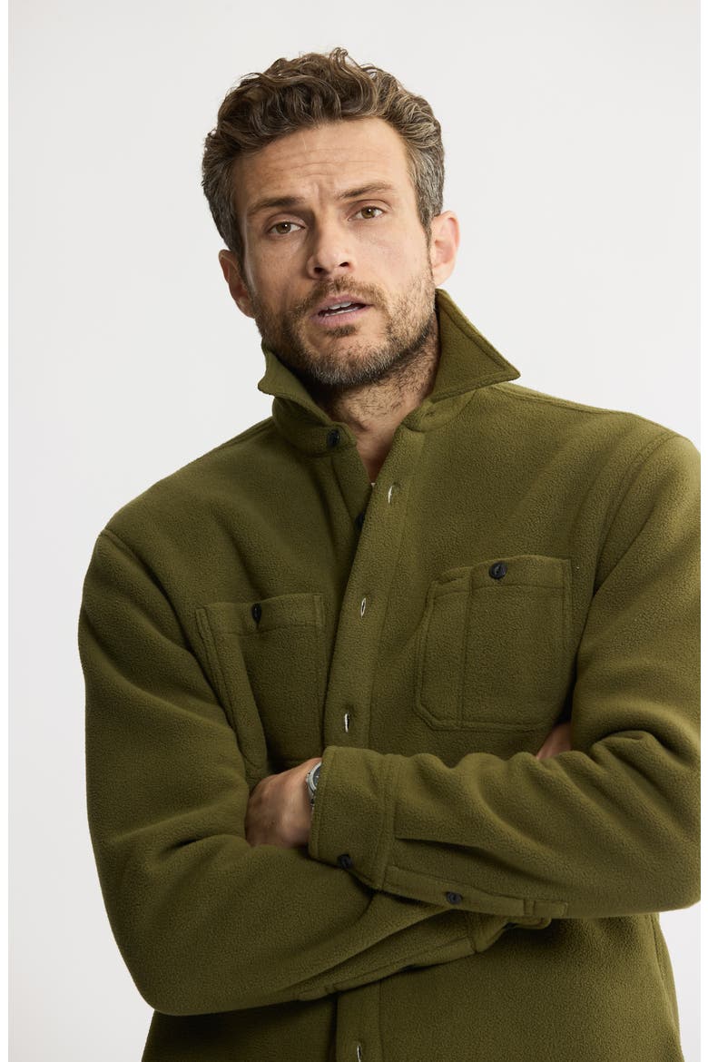 Shirt Jacket with Faux Fur Lining, Alternate, color, OLIVE