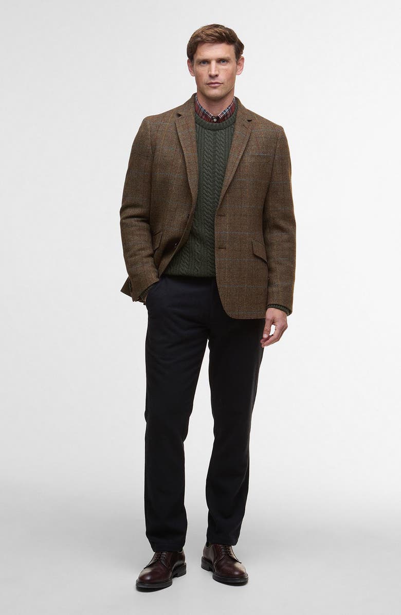 Barbour Sullivan Brown Tattersall Wool Blend Flannel Sport Coat, Alternate, color, Brown