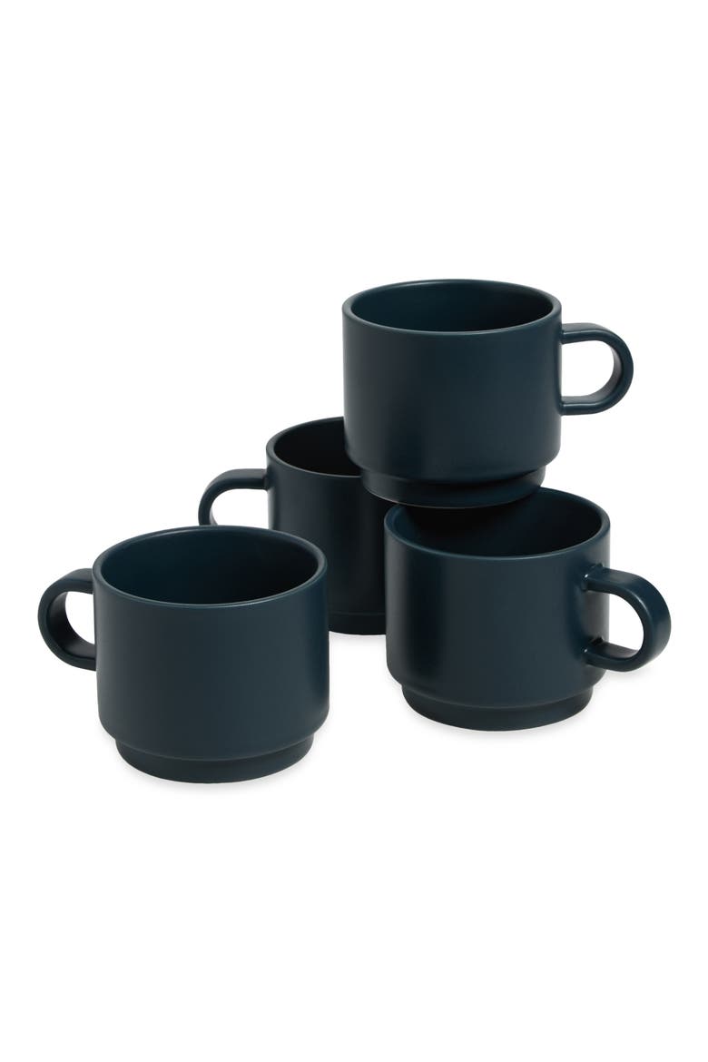 Set of 4 Neu Stoneware Mugs, Main, color, MATT DEEP BLUE