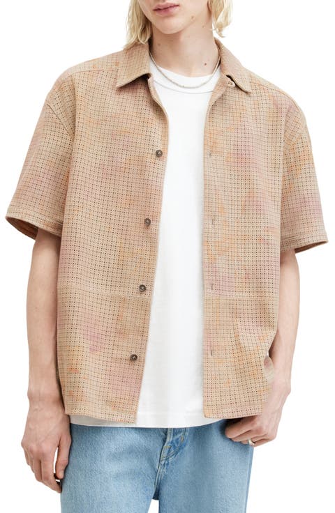 Dante Perforated Leather Camp Shirt