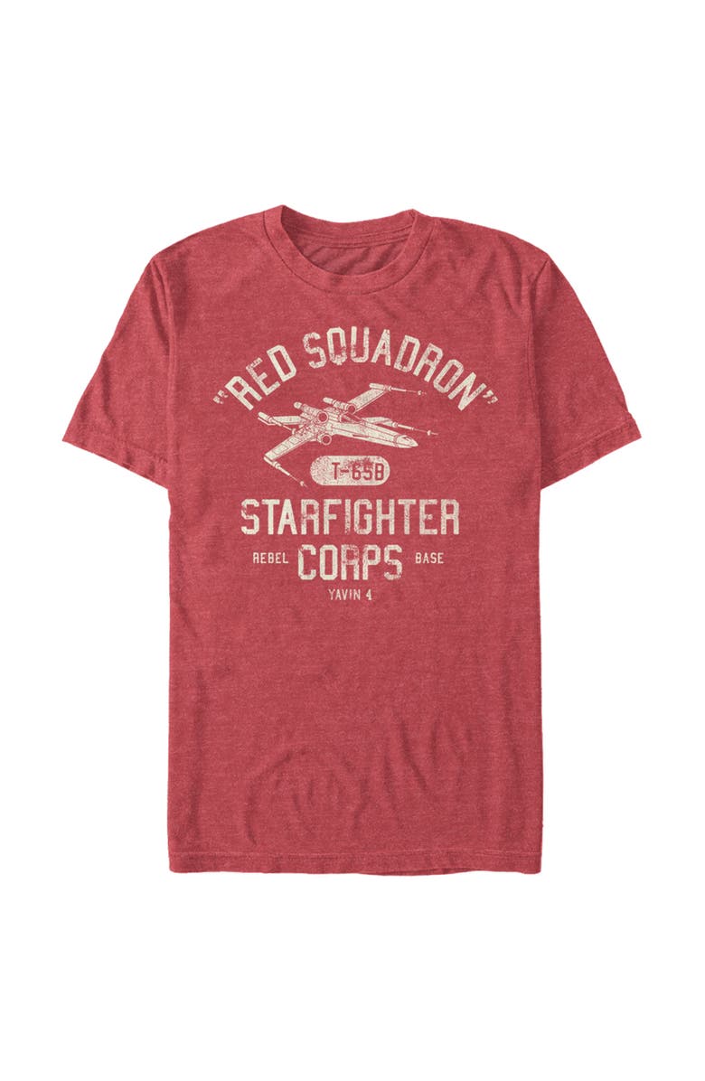 Star Wars: A New Hope Men's Star Wars A New Hope Rebel X-Wing Starfighter Corps Collegiate  Graphic T-Shirt, Main, color, Red Heather