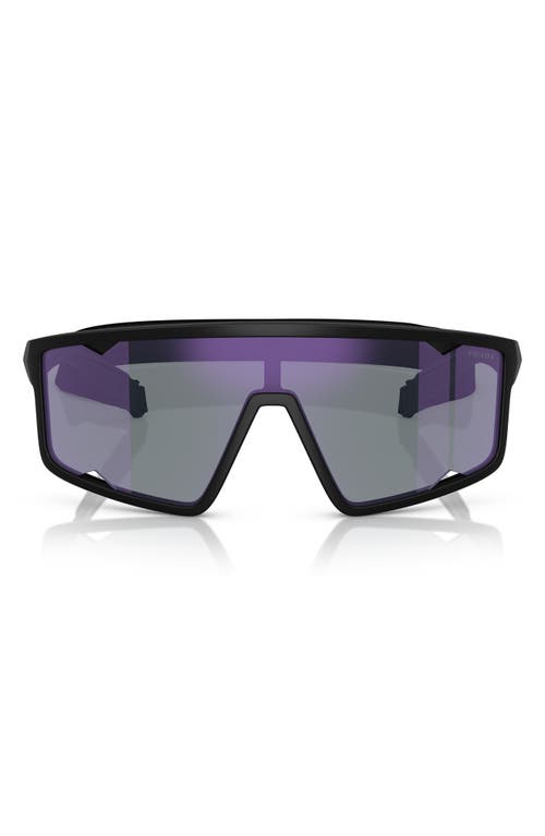Prada Ps A03s 141mm Mirrored Rectangular Sunglasses In Matte Black
