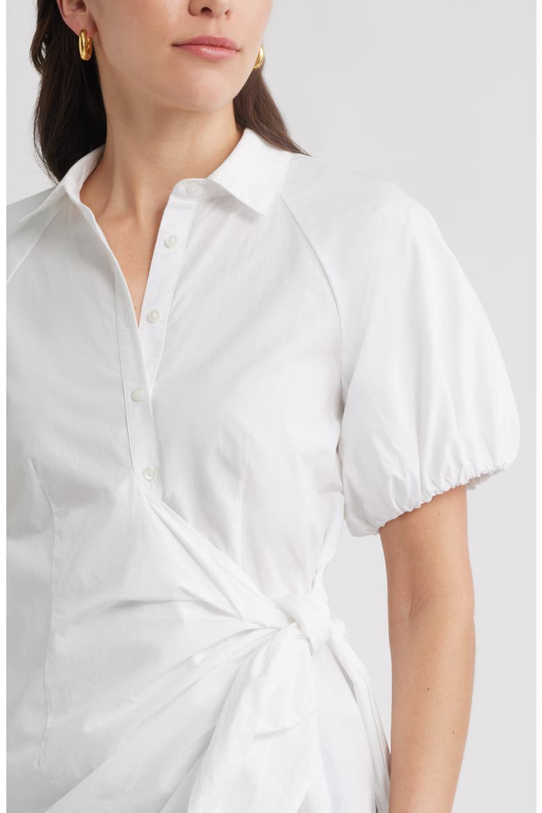 Tie Detail Balloon Sleeve Button-Up Shirt, Alternate, color, WHITE