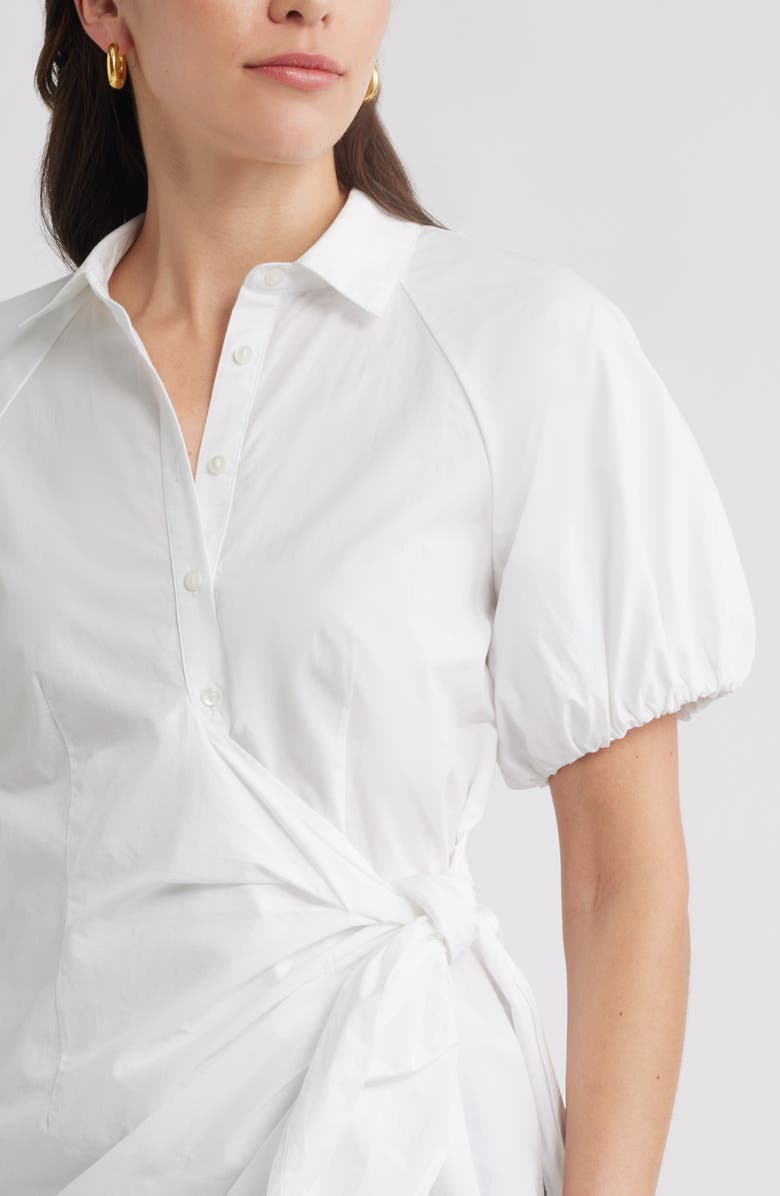 Caslon<sup>®</sup> Tie Detail Balloon Sleeve Button-Up Shirt, Alternate, color, White