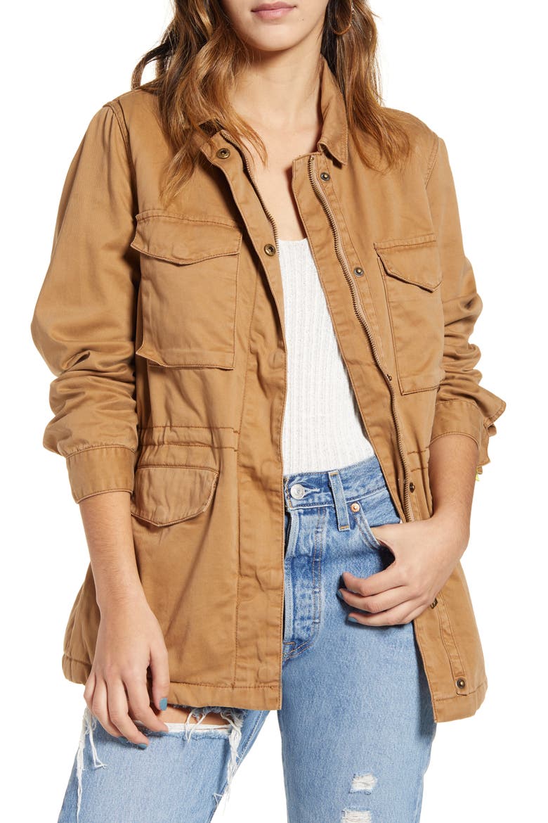 Faux Fur Lined Utility Jacket, Main, color, ROASTED PECAN