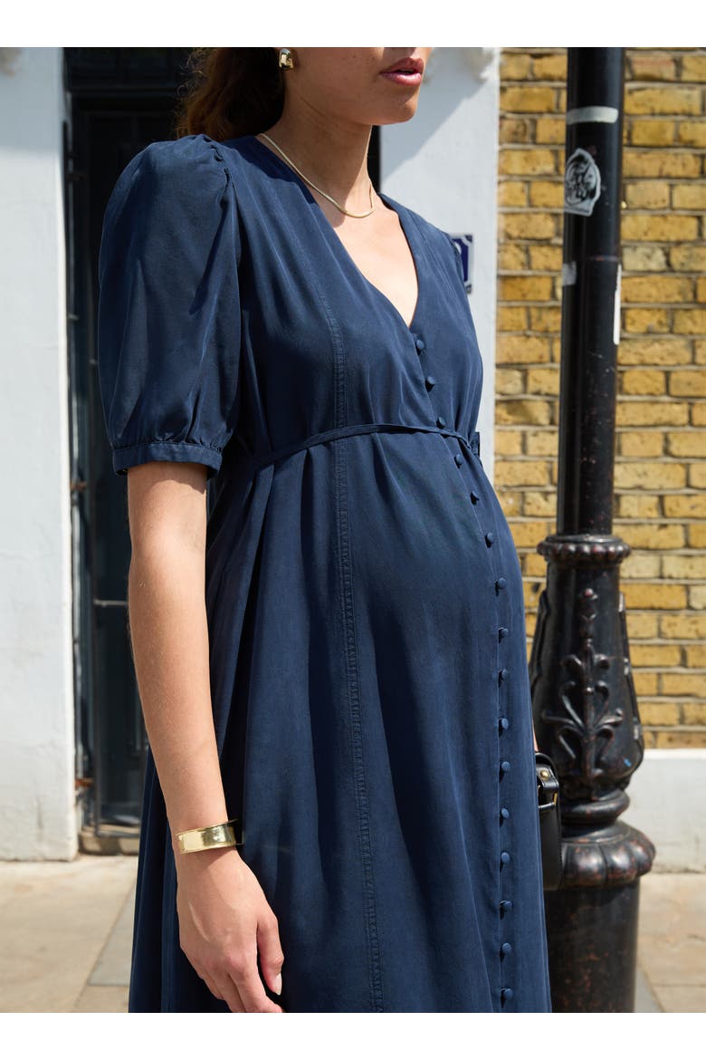 Marta Maternity Button-Front Dress, Alternate, color, Classic Navy
