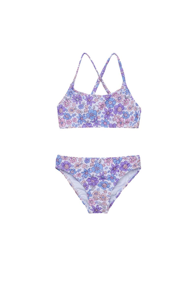 Vintage Flower Criss Cross Strap Swim Set, Main, color, Multi-Violet
