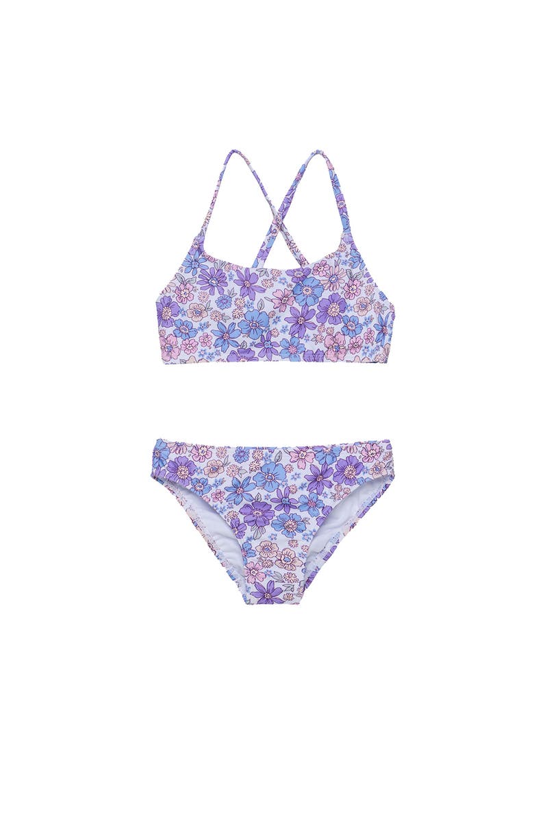 Gottex Kids Vintage Flower Criss Cross Strap Swim Set, Main, color, Multi-Violet